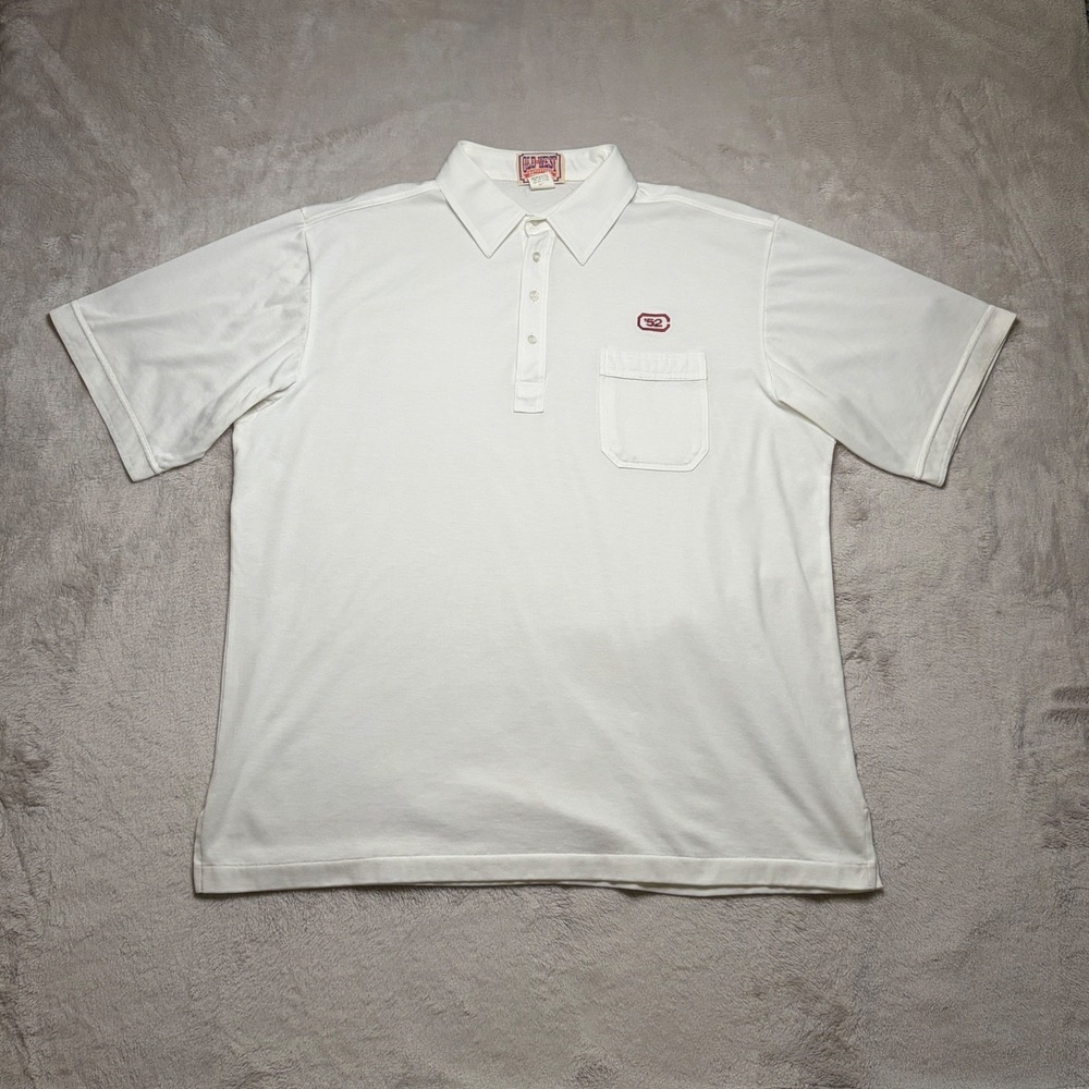 VTG 70s‎ 80s Old West Outfitters Polo Shirt Mens XL White Cotton Pocket Golf USA